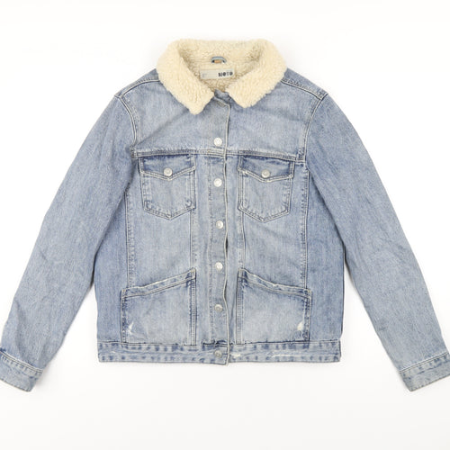 Topshop Womens Blue Jacket Size 10 Snap