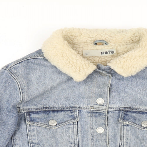 Topshop Womens Blue Jacket Size 10 Snap