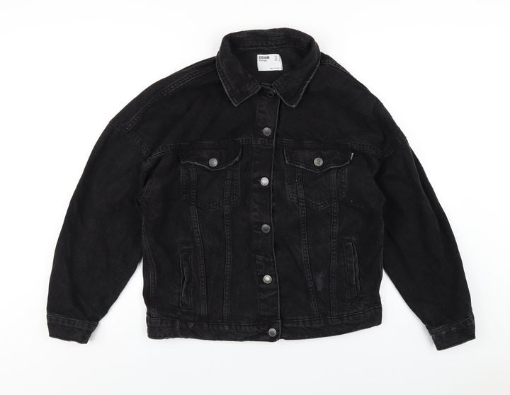 Bershka Womens Black Jacket Size S Button