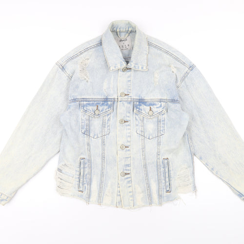 Denim & Co. Womens Blue Jacket Size 6 Button