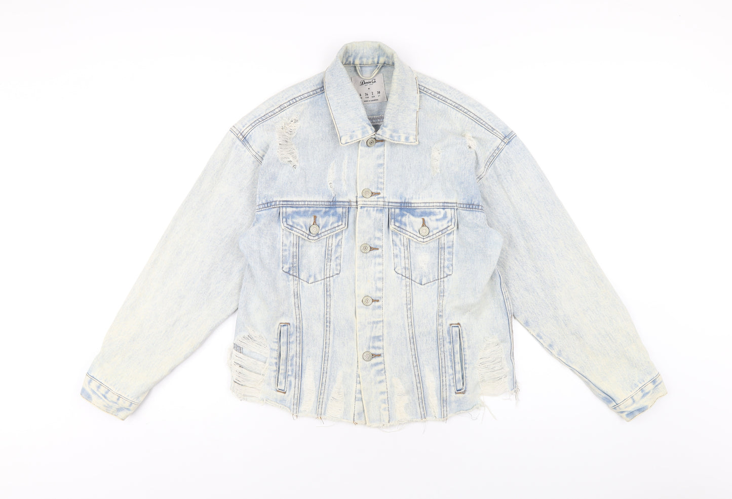 Denim & Co. Womens Blue Jacket Size 6 Button