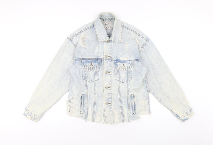 Denim & Co. Womens Blue Jacket Size 6 Button