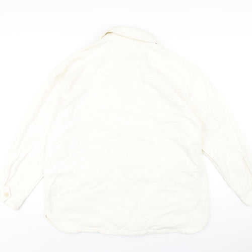 H&M Mens Ivory Cotton Button-Up Size M Collared Button