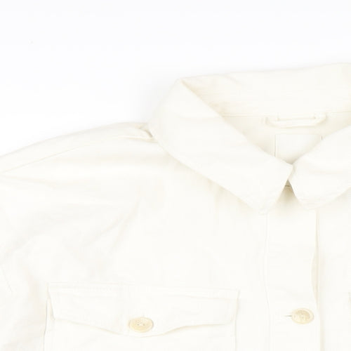 H&M Mens Ivory Cotton Button-Up Size M Collared Button
