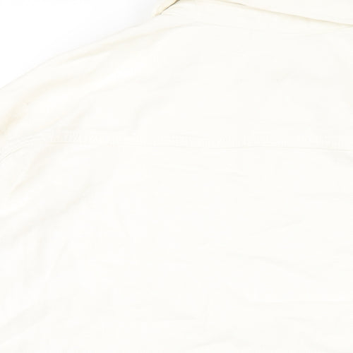 H&M Mens Ivory Cotton Button-Up Size M Collared Button