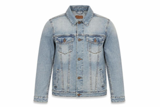 Front view of ASOS men’s blue jacket, size XS, button