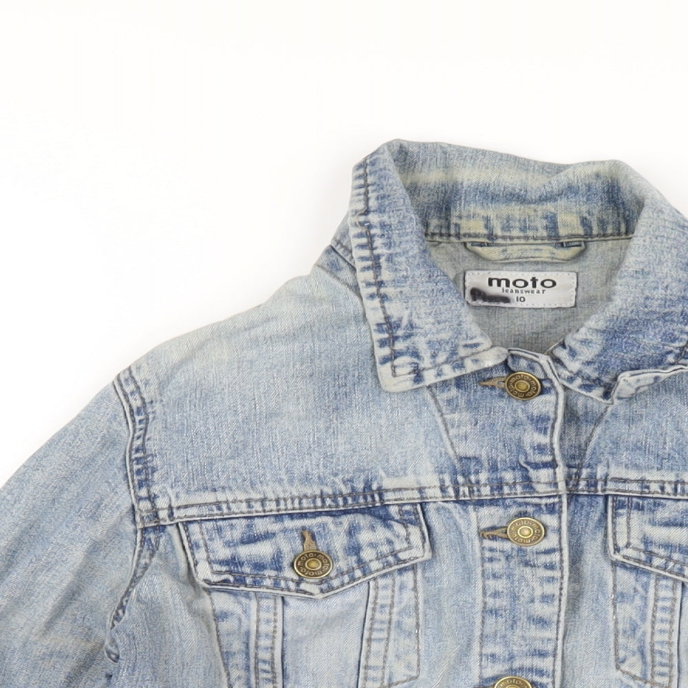 Moto Womens Blue Jacket Size 10 Button