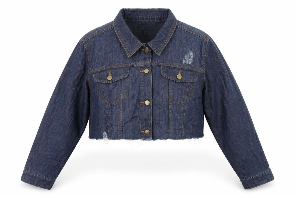 Front view of Dorothy Perkins women’s blue jacket, size UK 16, button