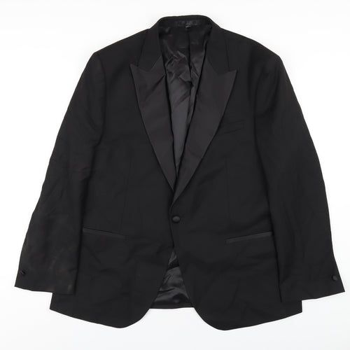 Marks and Spencer Mens Black Polyester Tuxedo Blazer Size 44 Regular