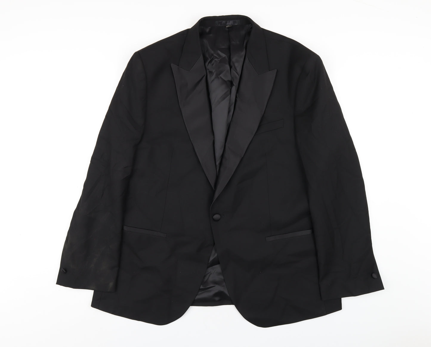 Marks and Spencer Mens Black Polyester Tuxedo Blazer Size 44 Regular
