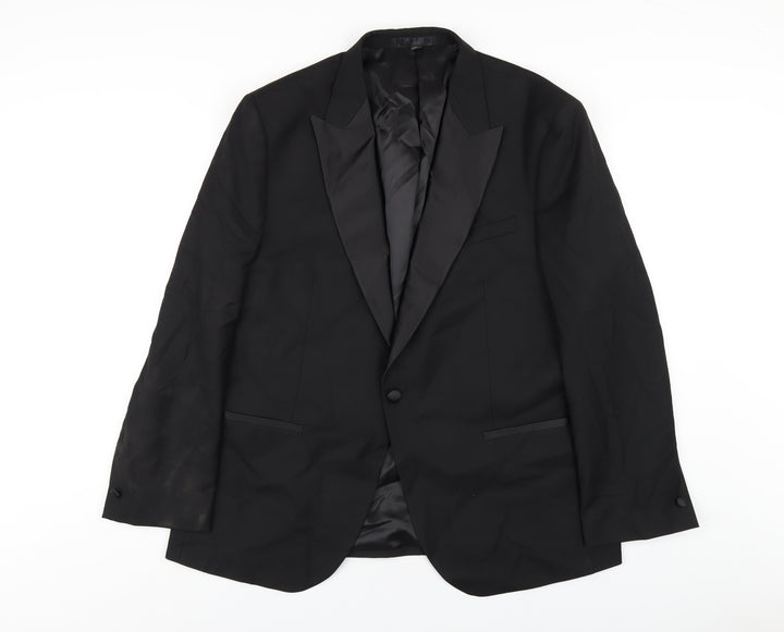 Marks and Spencer Mens Black Polyester Tuxedo Blazer Size 44 Regular