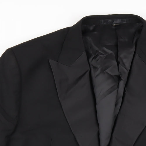 Marks and Spencer Mens Black Polyester Tuxedo Blazer Size 44 Regular