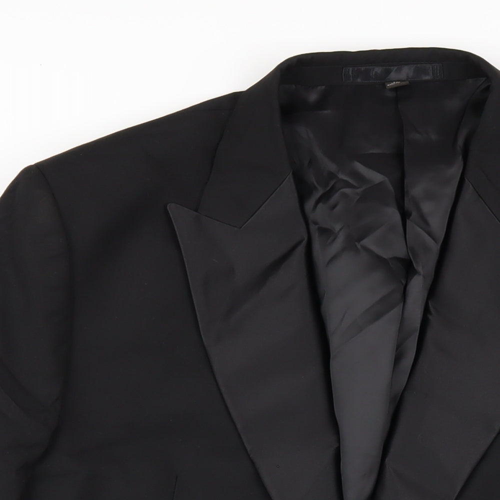 Marks and Spencer Mens Black Polyester Tuxedo Blazer Size 44 Regular