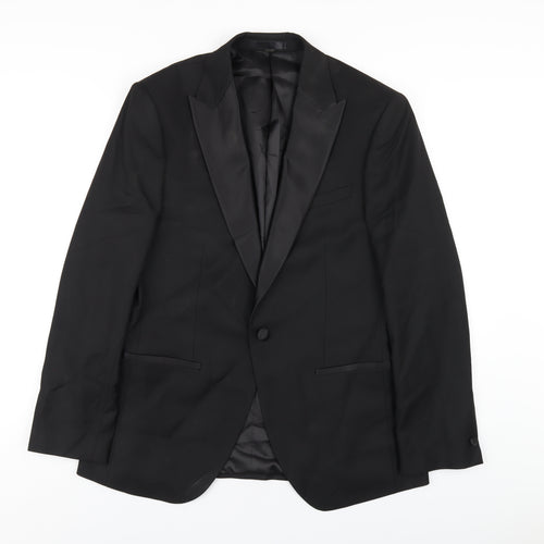 Marks and Spencer Mens Black Polyester Tuxedo Blazer Size 40 Regular