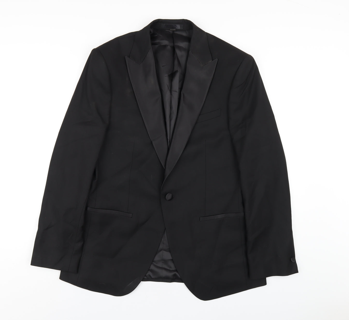 Marks and Spencer Mens Black Polyester Tuxedo Blazer Size 40 Regular