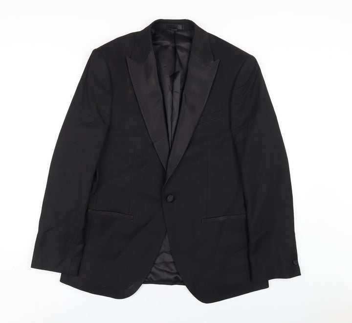 Marks and Spencer Mens Black Polyester Tuxedo Blazer Size 40 Regular