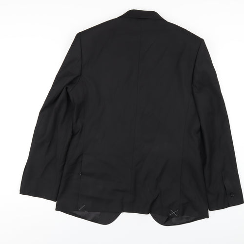 Marks and Spencer Mens Black Polyester Tuxedo Blazer Size 40 Regular