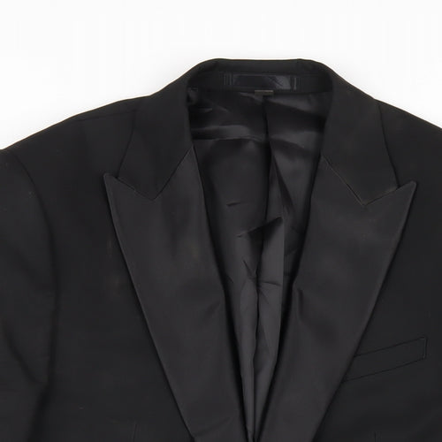 Marks and Spencer Mens Black Polyester Tuxedo Blazer Size 40 Regular