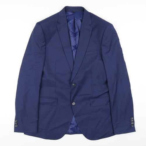 Marks and Spencer Mens Blue Polyester Jacket Blazer Size 42 Regular