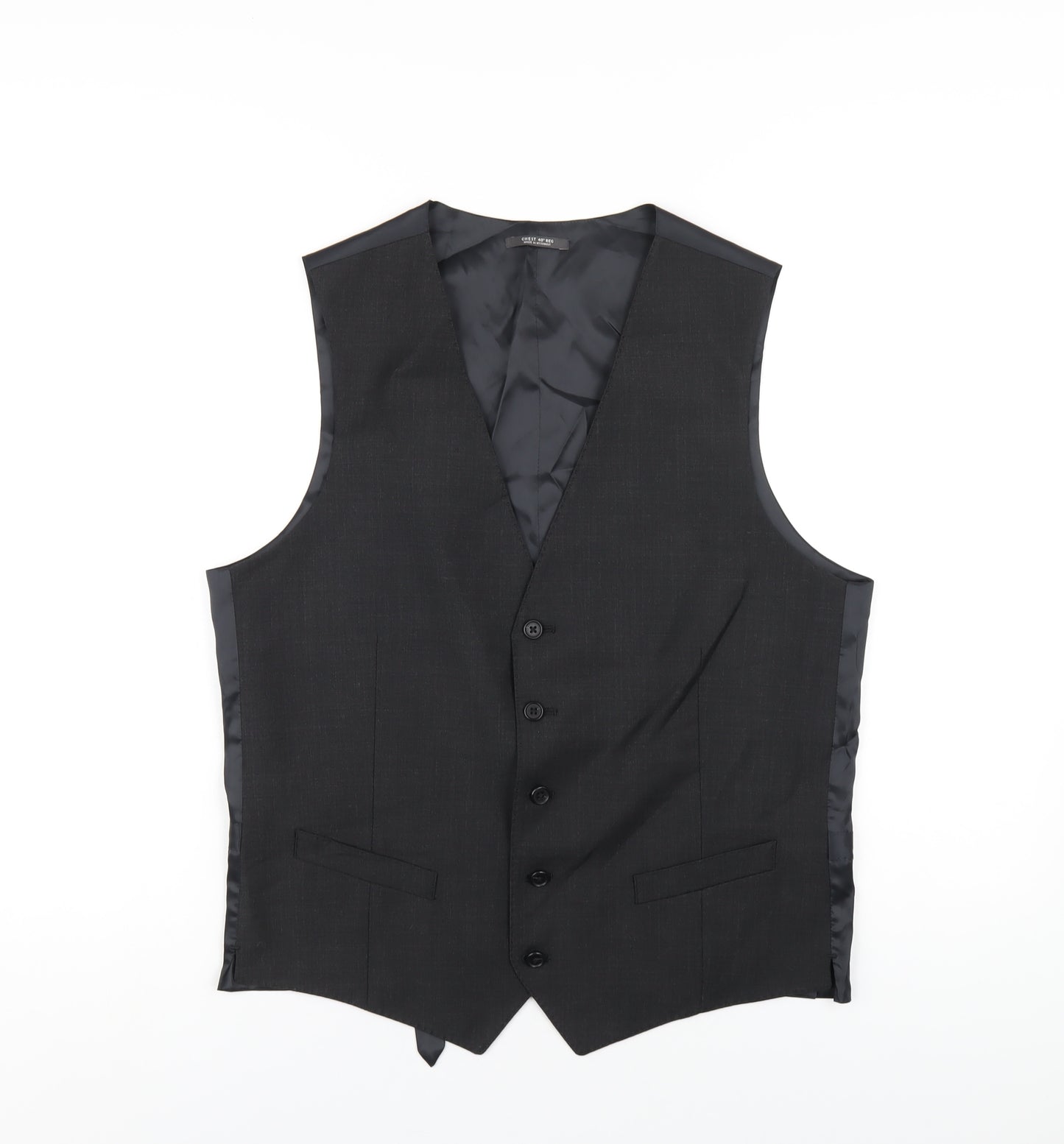 Marks and Spencer Mens Grey Wool Jacket Suit Waistcoat Size 40 Regular