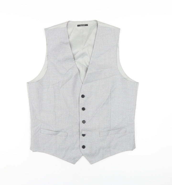 Marks and Spencer Mens Grey Polyester Jacket Suit Waistcoat Size 40 Regular