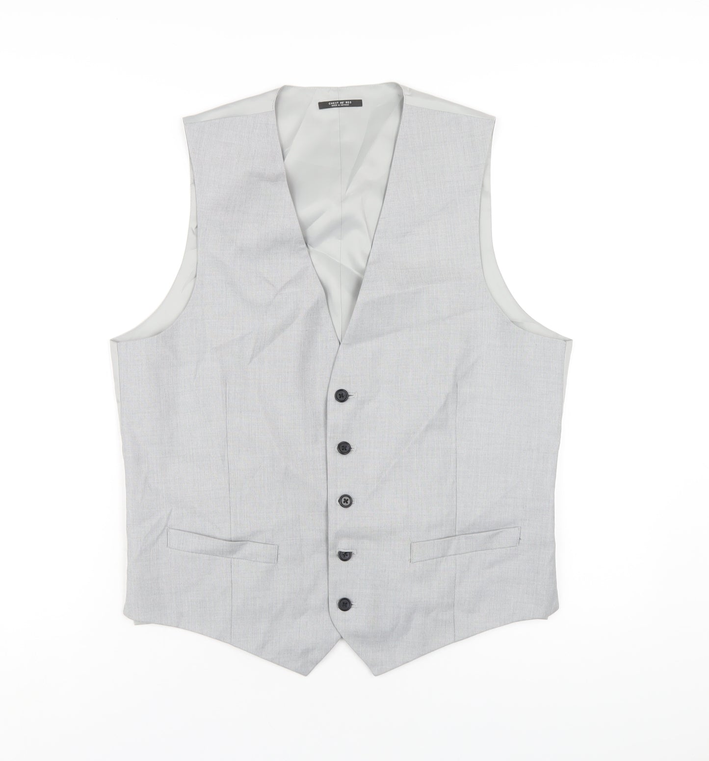 Marks and Spencer Mens Grey Polyester Jacket Suit Waistcoat Size 40 Regular
