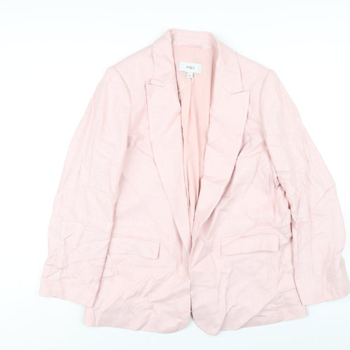 Marks and Spencer Womens Pink Linen Jacket Blazer Size 16