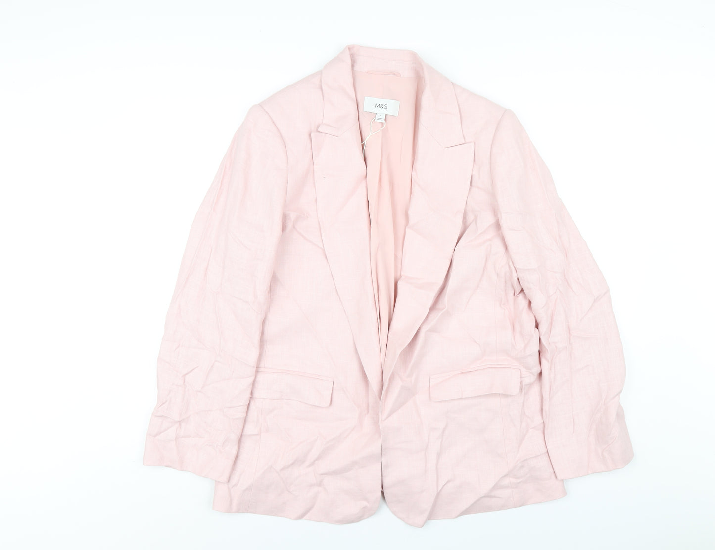 Marks and Spencer Womens Pink Linen Jacket Blazer Size 16