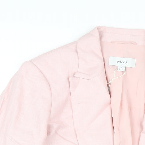 Marks and Spencer Womens Pink Linen Jacket Blazer Size 16