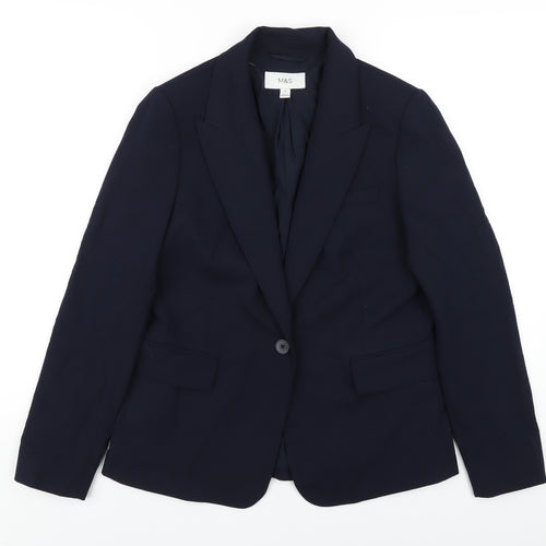 Marks and Spencer Womens Blue Polyester Jacket Blazer Size 10