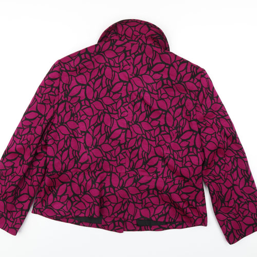 CC Womens Pink Geometric Pea Coat Coat Size 18 Button