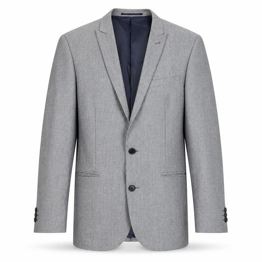 Front view of Next men’s grey polyester jacket blazer, size 38, regular
