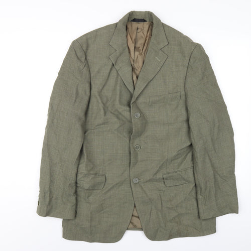 Marks and Spencer Mens Green Polyester Jacket Blazer Size 38 Regular