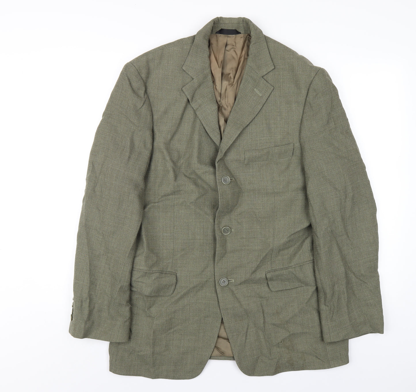 Marks and Spencer Mens Green Polyester Jacket Blazer Size 38 Regular