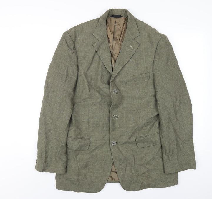 Marks and Spencer Mens Green Polyester Jacket Blazer Size 38 Regular
