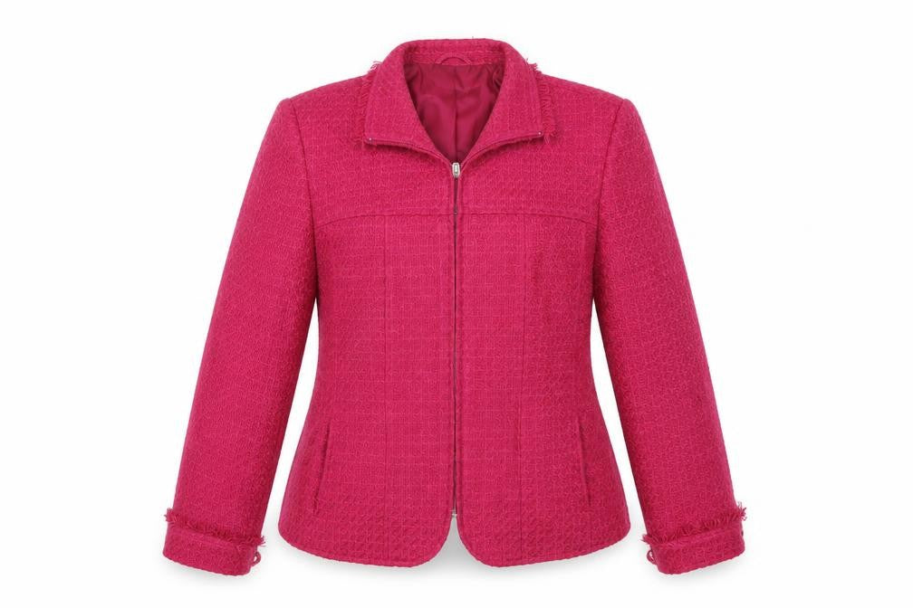Front view of Gelco women’s pink jacket, size UK 14, zip