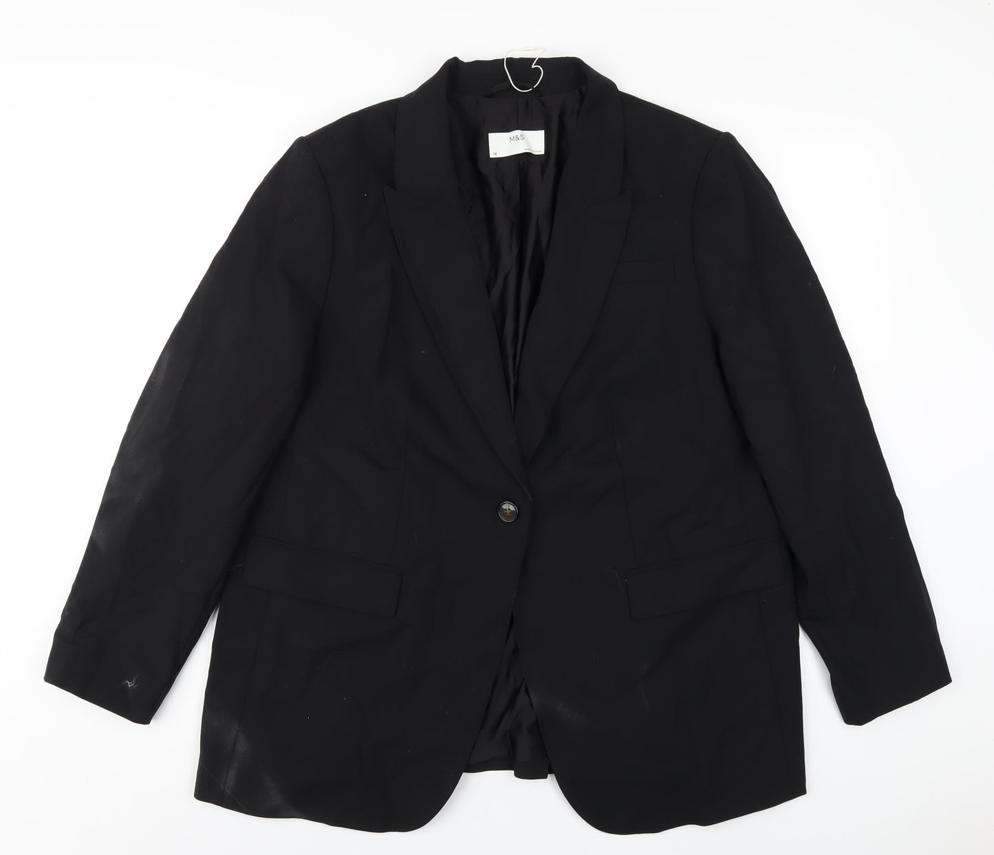 Marks and Spencer Womens Black Polyester Jacket Blazer Size 18