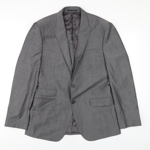Slaters Mens Grey Polyester Jacket Blazer Size 38 Regular