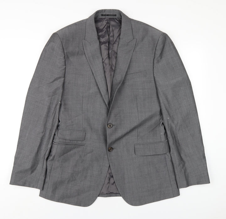Slaters Mens Grey Polyester Jacket Blazer Size 38 Regular