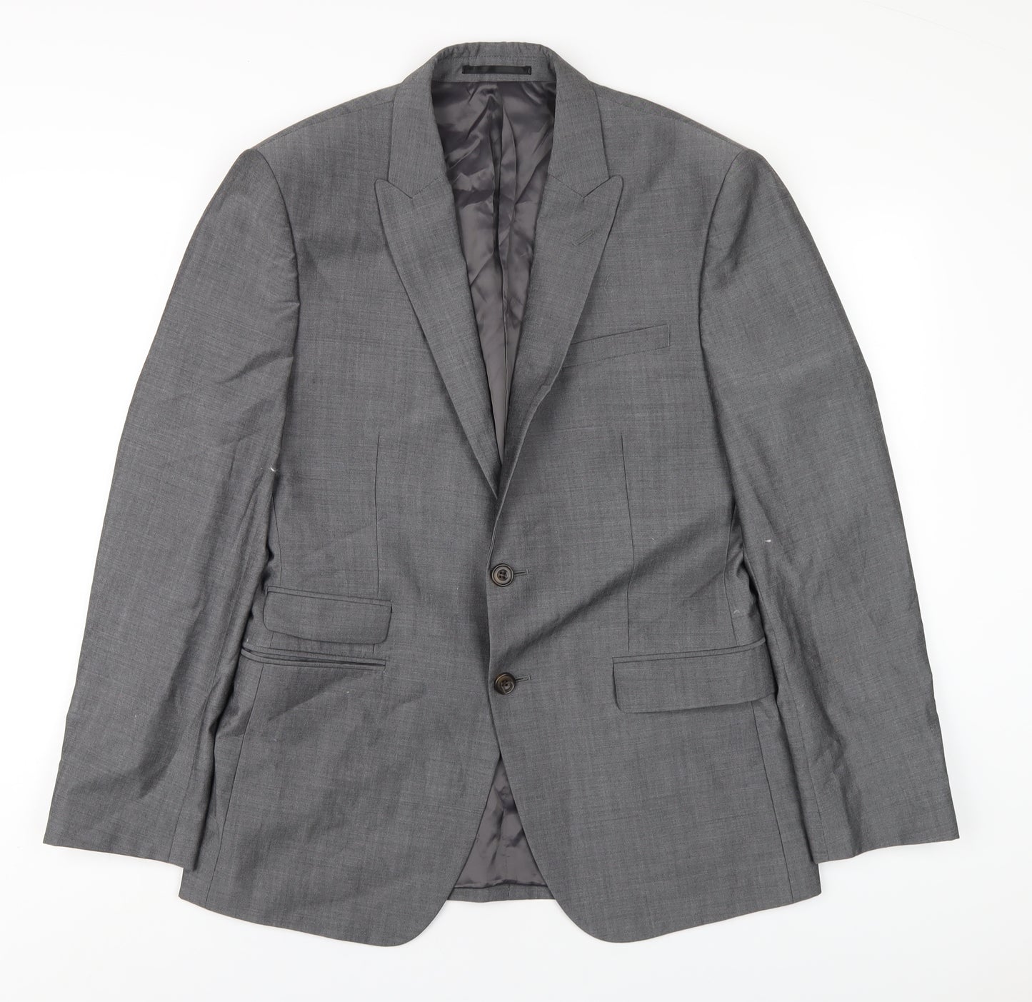 Slaters Mens Grey Polyester Jacket Blazer Size 38 Regular