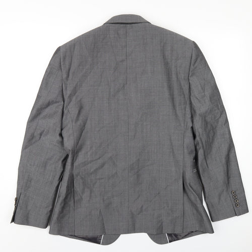 Slaters Mens Grey Polyester Jacket Blazer Size 38 Regular