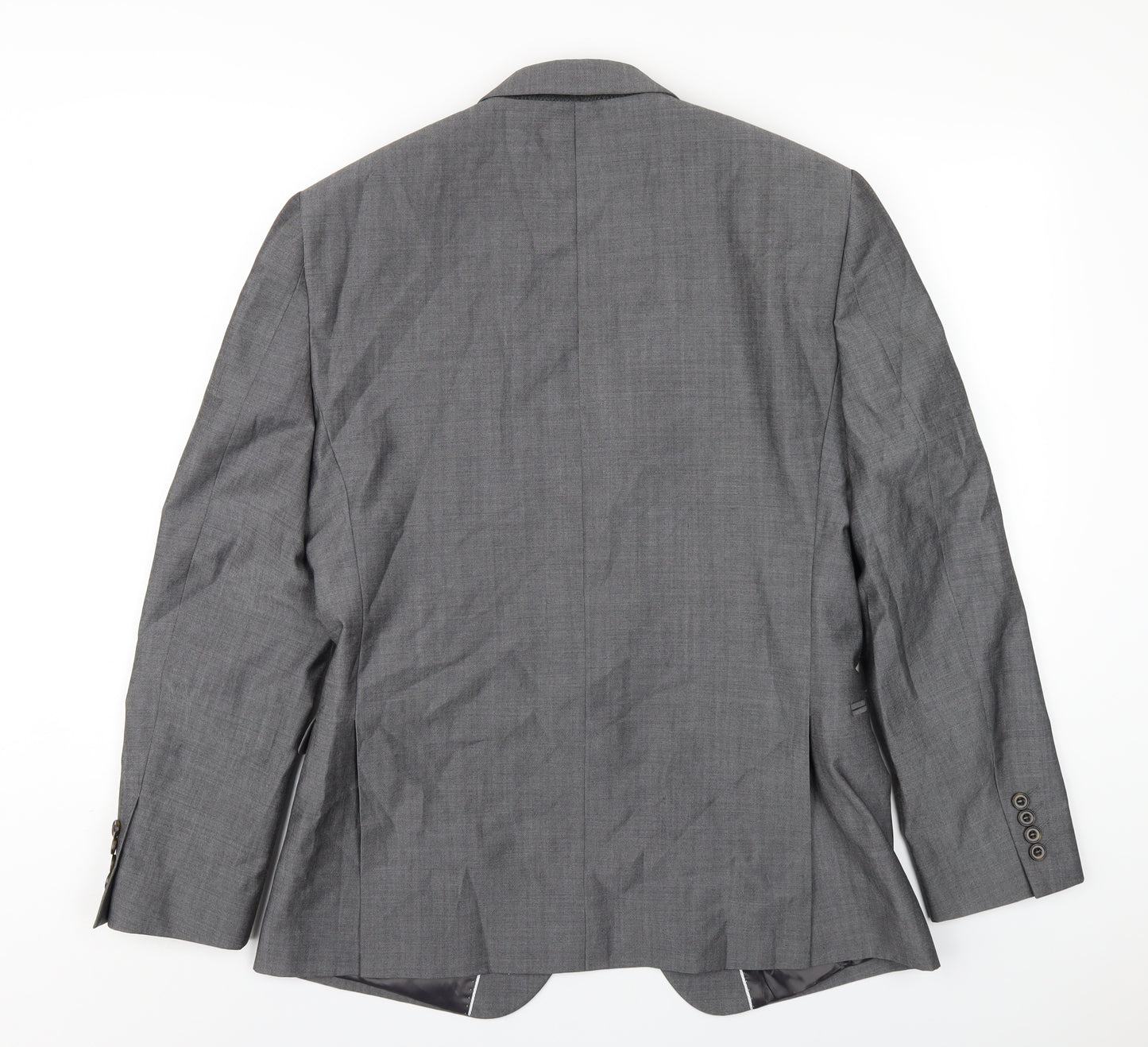 Slaters Mens Grey Polyester Jacket Blazer Size 38 Regular