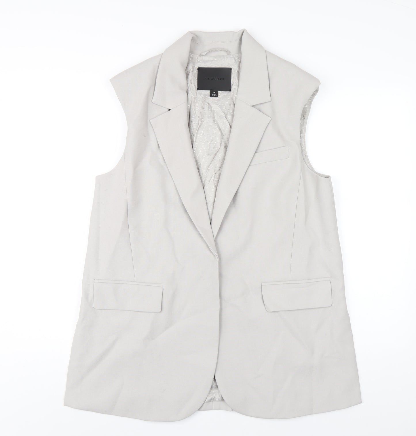 Autograph Womens Grey Jacket Blazer Size 14 Button