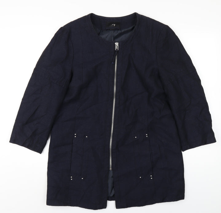 H&M Womens Blue Jacket Coat Size 12 Zip