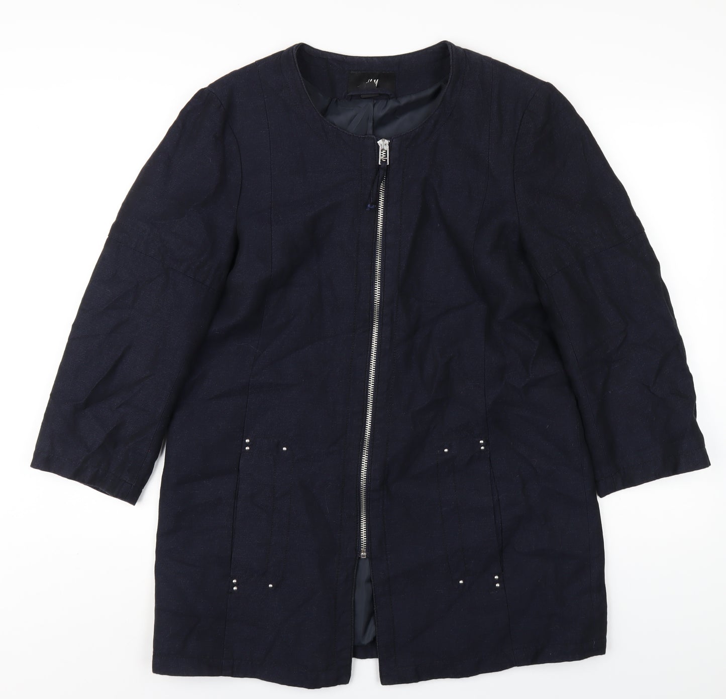 H&M Womens Blue Jacket Coat Size 12 Zip