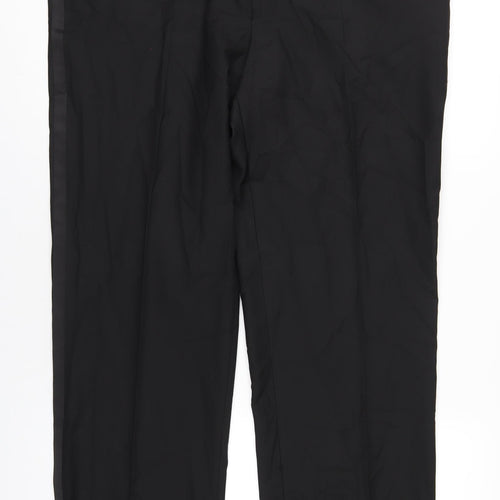 Marks and Spencer Mens Black Polyester Tuxedo Suit Trousers Size 38 Regular