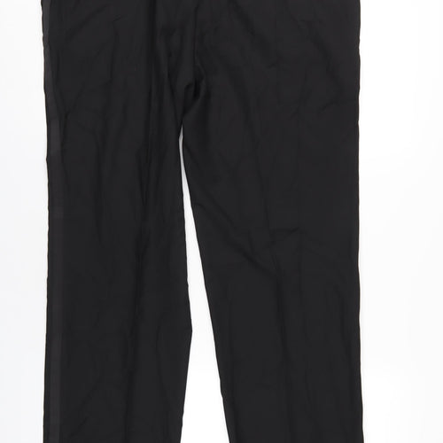 Marks and Spencer Mens Black Polyester Tuxedo Suit Trousers Size 38 Regular