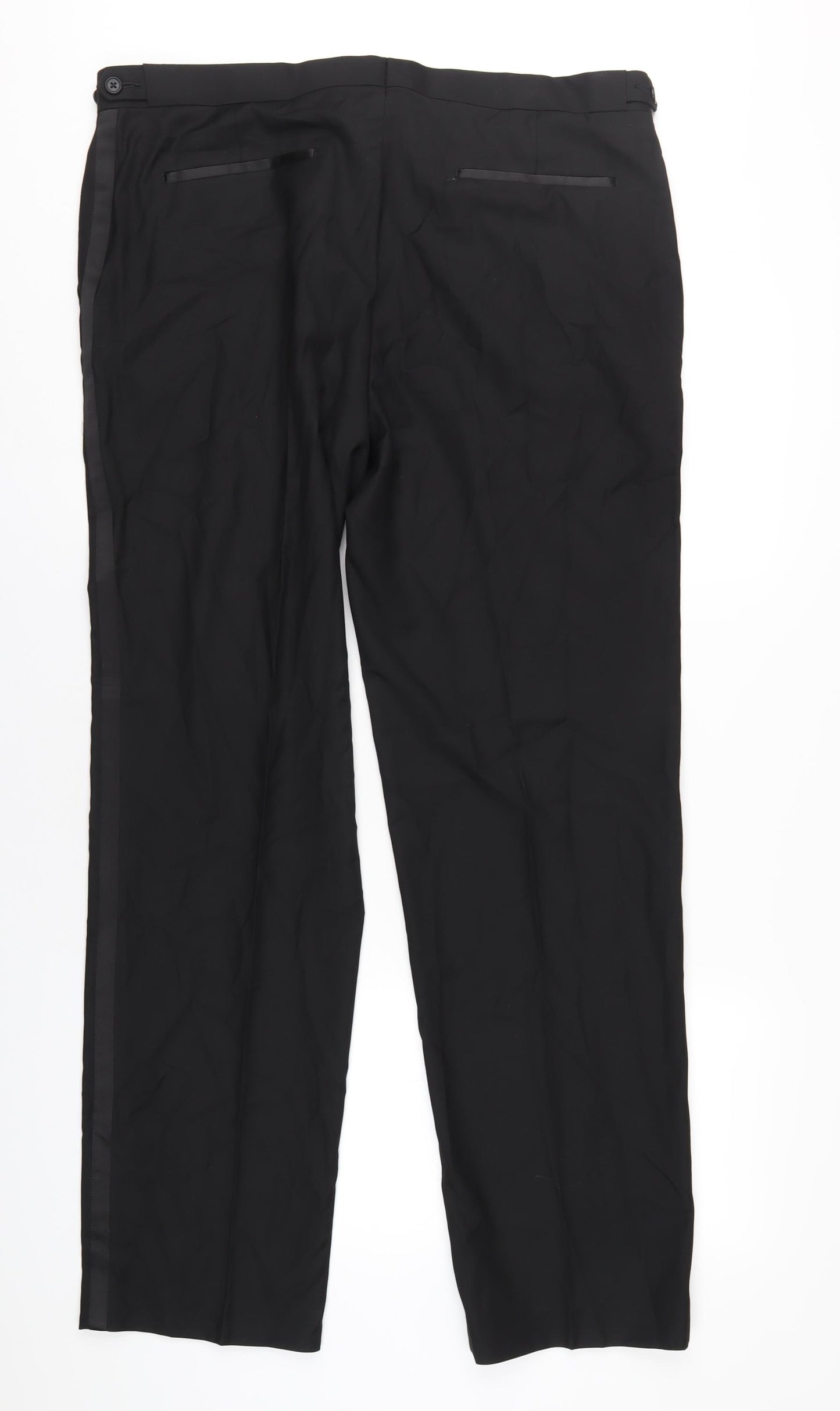 Marks and Spencer Mens Black Polyester Tuxedo Suit Trousers Size 38 Regular