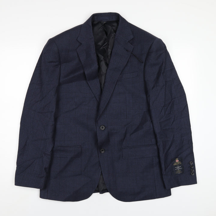 Marks and Spencer Mens Blue Plaid Wool Jacket Blazer Size 38 Regular