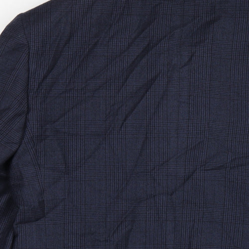 Marks and Spencer Mens Blue Plaid Wool Jacket Blazer Size 38 Regular